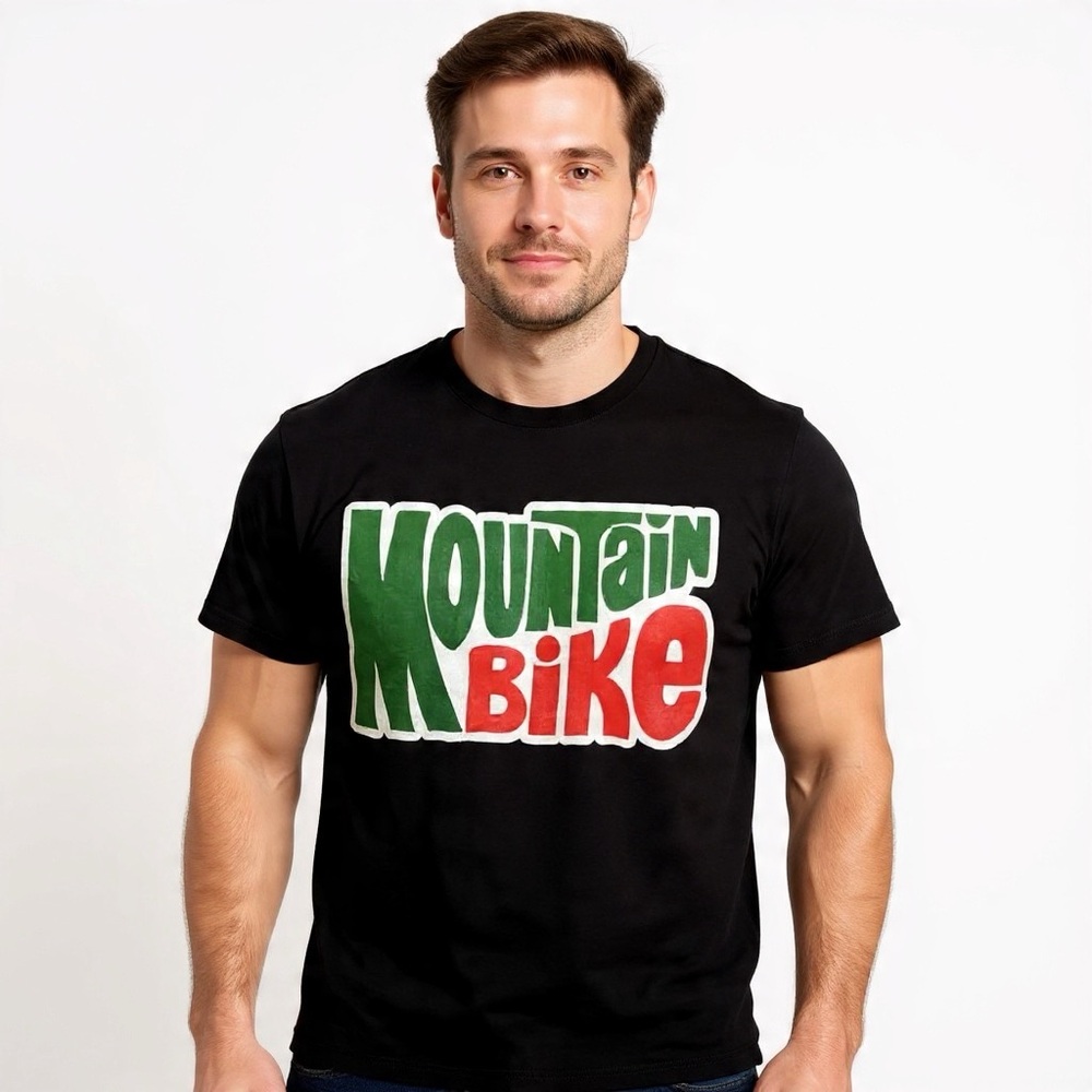 Mountain Bike Parody Mountain Dew Logo Graphic Tee Black Sz M